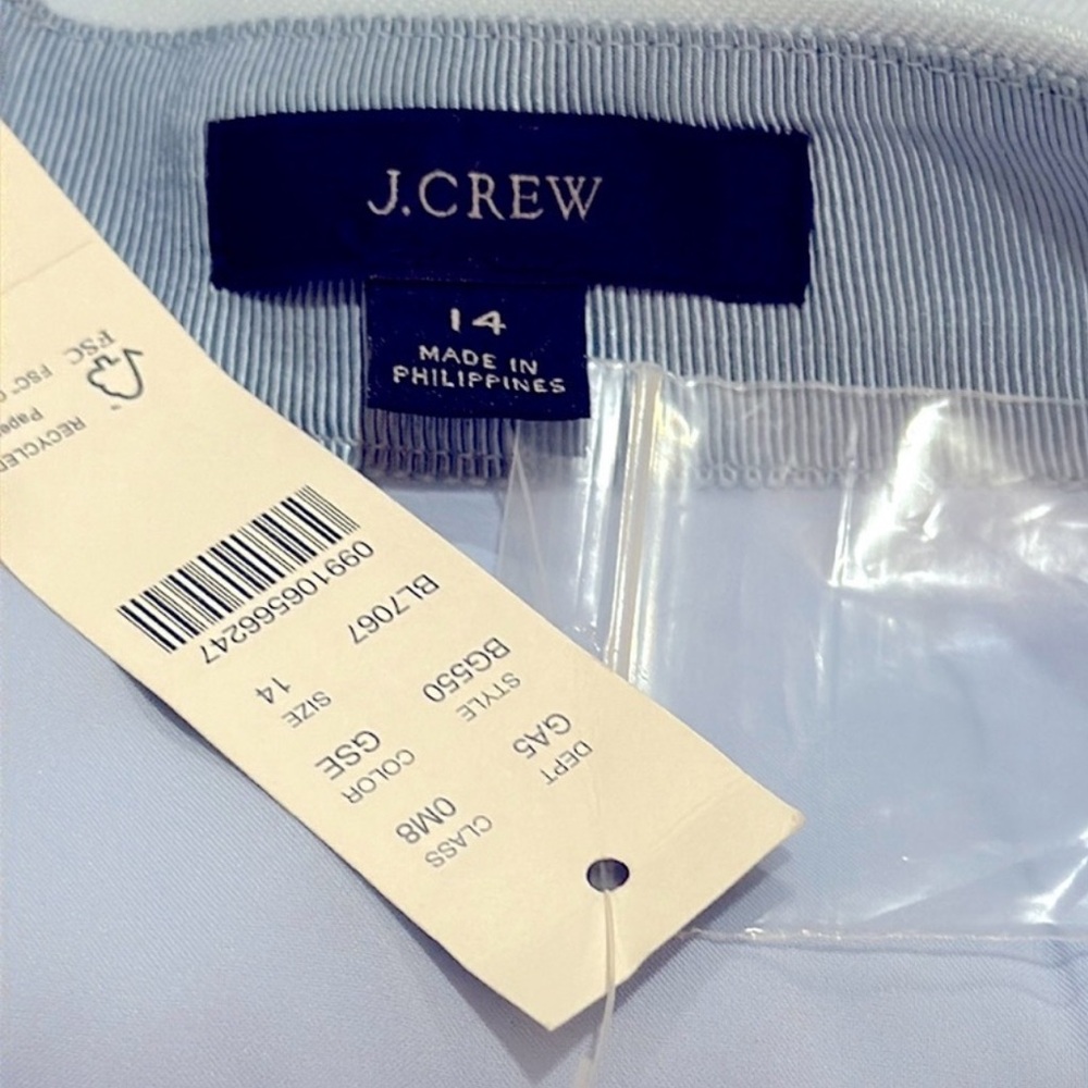 NWT J. Crew Light Blue Button-Frint Pencil Skirt no. 3 In Stretch Linen Blend - Picture 2 of 7